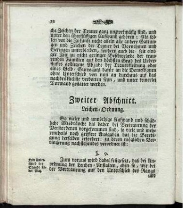 Zweiter Abschnitt. Leichen-Ordnung.