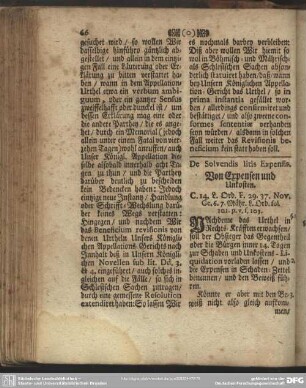 De Solvendis litis Expensis. Von Expensen und Unkosten. C. 14