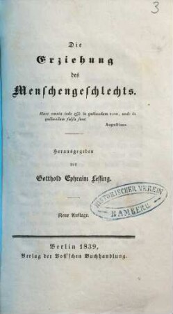 Die Erziehung des Menschengeschlechts