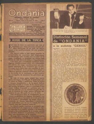 Distinción semanal de "Ondania" a la audición "Geniol"