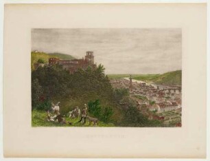 Heidelberg, Stadt, Schloss und Alte Brücke von Osten