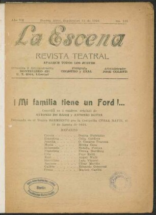 ¡Mi familia tiene un Ford!... : comedia en 3 cuadros