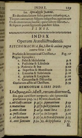 Index Operum Aurelii Prudentii.