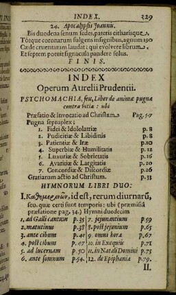 Index Operum Aurelii Prudentii.