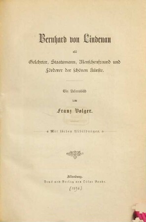 Bernhard von Lindenau als Gelehrter, Staatsmann, Menschenfreund u. Förderer d. schönen Künste