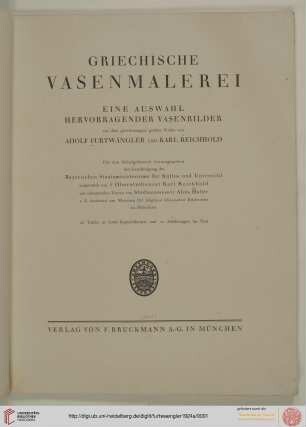 Text: Griechische Vasenmalerei: Auswahl hervorragender Vasenbilder aus dem gleichnamigen großen Werke