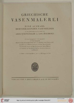 Text: Griechische Vasenmalerei: Auswahl hervorragender Vasenbilder aus dem gleichnamigen großen Werke