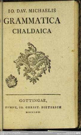Jo. Dav. Michaelis Grammatica Chaldaica