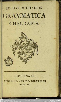 Jo. Dav. Michaelis Grammatica Chaldaica