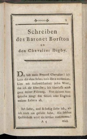 Schreiben des Baronet Borston an den Chevalier Digby.