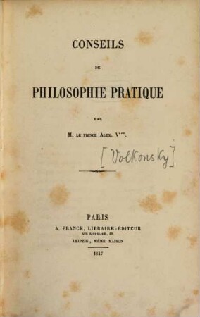 Conseils de philosophie pratique