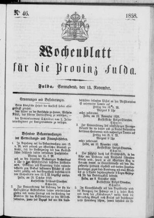 Nr. 46, Ausgabe vom 13. November 1858