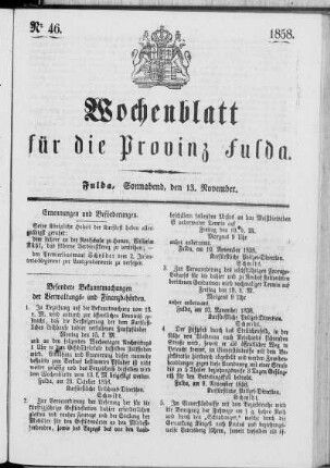Nr. 46, Ausgabe vom 13. November 1858