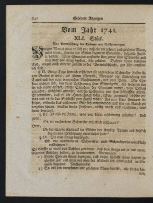 Vom Jahr 1741
