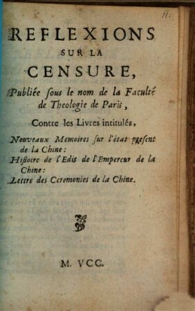 Réflexions sur la Censure : publiée sous le nom de la Faculté de Theologie de Paris