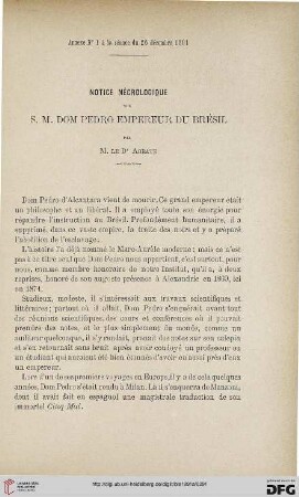 3.Ser. 2.1891: Notice nécrologique sur S. M. Dom Pedro empereur du Brésil