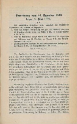 Verordnung vom 24. Dezember 1873 bezw. 8. Mai 1876