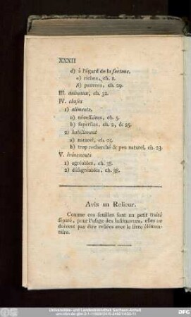 Avis au Relieur.