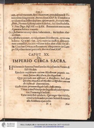 CAPUT XX. DE IMPERIO CIRCA SACRA.