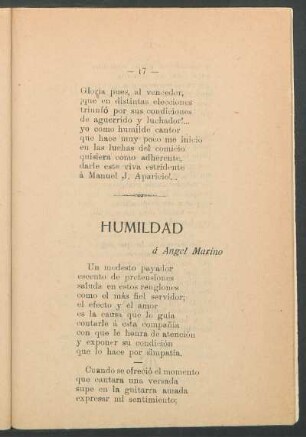 Humildad : A Ángel Marino