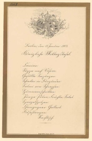 Menükarte : Königliche Mittagstafel