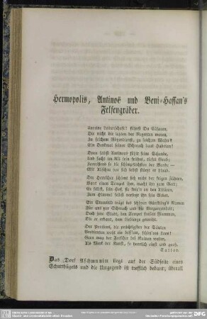 Hermopolis, Antinoë und Beni-Hassan's Felsengräber