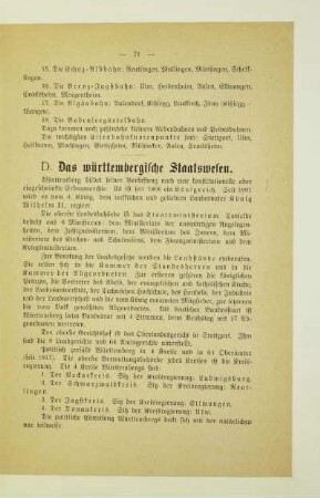 D. Das württembergische Staatswesen