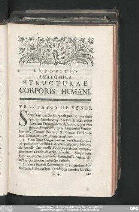 Expositio Anatomica Structurae Corporis Humani. Tractatus De Venis.