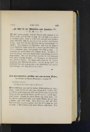 Eine Correspondenz zwischen mir und meinem Vetter,