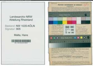 Entnazifizierung Hans Malta , geb. 05.03.1903 (Laborant)