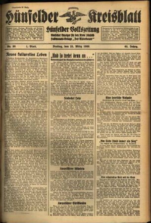 Erste Ausgabe vom Freitag, den 25. März 1938.