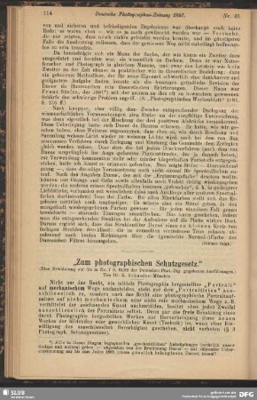 "Zum photographischen Schutzgesetz"