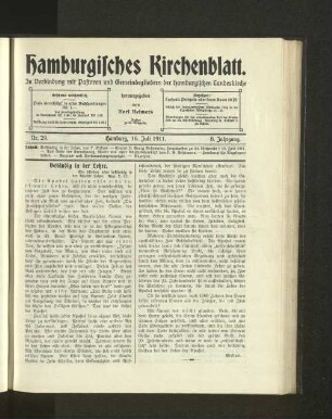 Nr. 29. Hamburg, 16. Juli 1911. 8. Jahrgang.