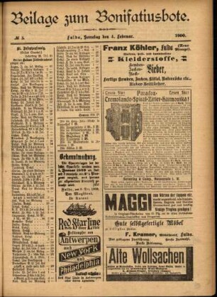 Zweite Ausgabe vom Sonntag, den 04. Februar 1900.