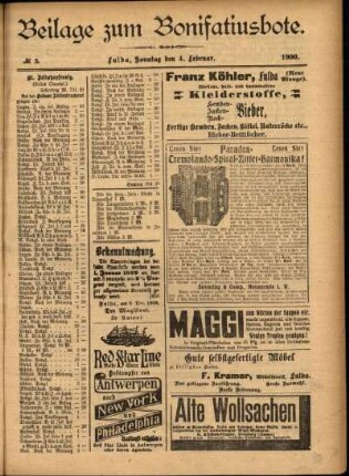 Zweite Ausgabe vom Sonntag, den 04. Februar 1900.