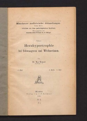 Ueber Herzhypertrophie bei Schwangeren und Wöchnerinnen