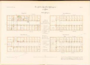 Gericht und Gefängnis, Glatz: Frauengefängnis: Grundrisse EG, 1.OG, 2.OG, 3.OG 1:100