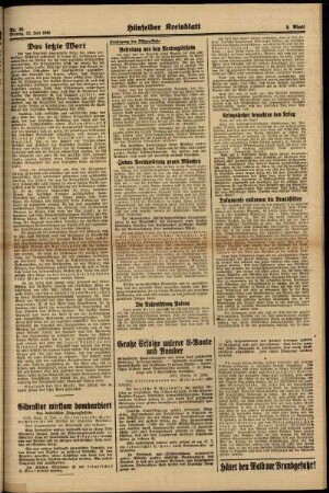 Zweite Ausgabe vom Montag, den 22. Juli 1940.
