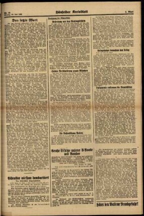 Zweite Ausgabe vom Montag, den 22. Juli 1940.