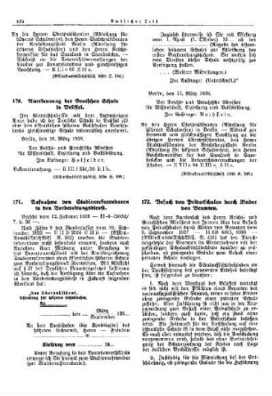 Besuch von Privatschulen durch Kinder von Beamten : [Erziehung] ; [Für das Reich] ; [Amtliche Erlasse] ; [Amtlicher Teil]