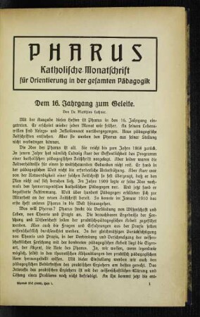 ¬Dem¬ 16. Jahrgang zum Geleite