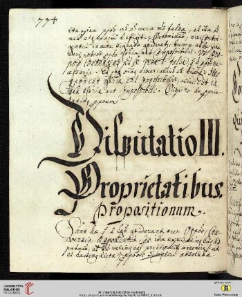 Disputatio III: Proprietatibús Propositionúm