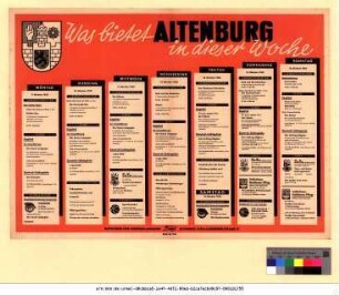 Originaltitel: Was bietet Altenburg in dieser Woche 9. Oktober bis 15. Oktober 1950