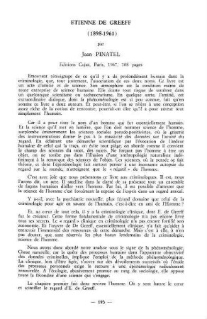 195-201, Etienne de Greef, Jean Pinatel