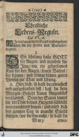 Christliche Lebens-Reguln.