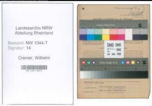 Entnazifizierung Wilhelm Cremer , geb. 17.02.1908 (Ingenieur)