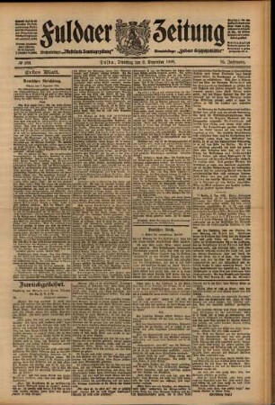 Erste Ausgabe vom Dienstag, den 08. Dezember 1908.