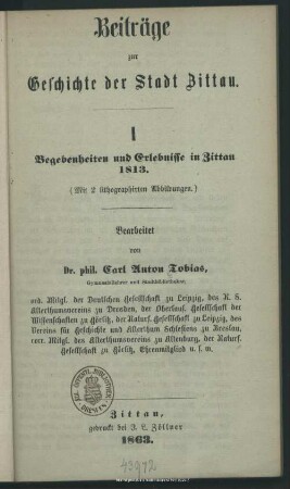 1: Begebenheiten und Erlebnisse in Zittau 1813