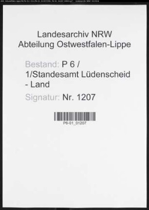 Sterberegister Standesamt Lüdenscheid-Land