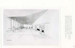 Theater und Theaterbibliothek, Berlin-Kreuzberg (Diplomarbeit bei Willy Kreuer): Perspektivische Ansicht Theater Foyer
